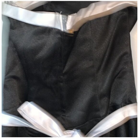 Raylia Designs Black Strapless Gown Sz 4 Polyester Professional Cleaning Only - Picture 7 of 11